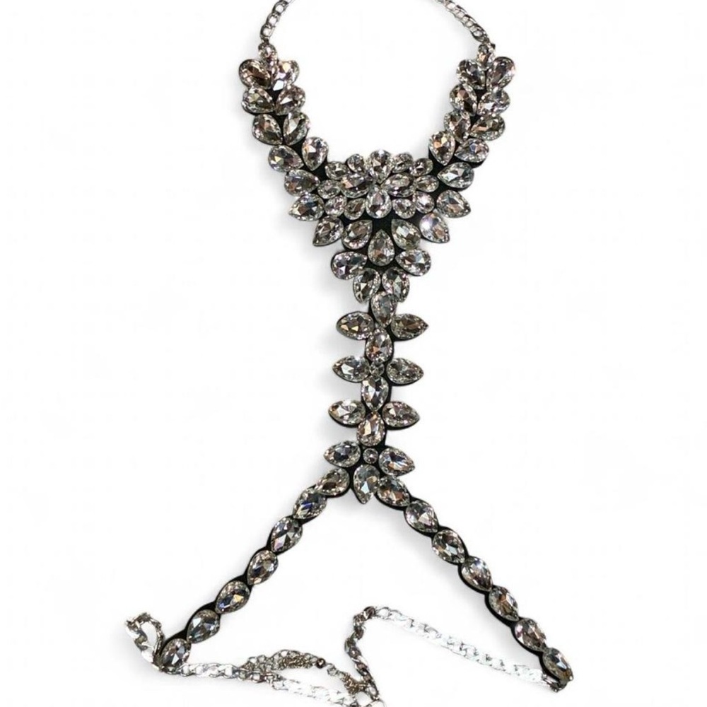 ★ Dazzling Crystal Body Harness + Silver Hardware ★